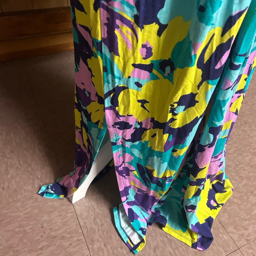 IMAN Blue Global Chic Floral Twist Front Maxi Dress Size M - Picture 10 of 11